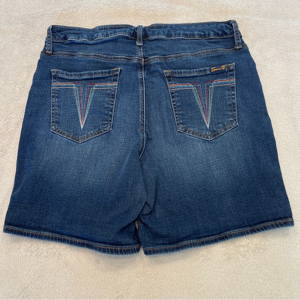 Seven7 Women’s Denim Jean Shorts Sz 10 Blue Stretch 5-Pocket